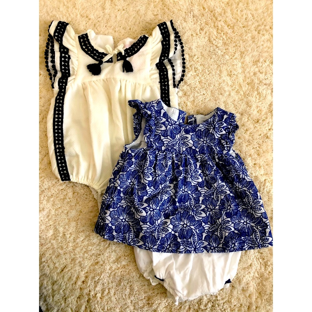 2 baby girl blue/white outfits